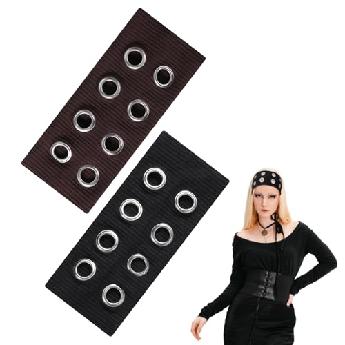 Lusofie Opaska na głowę z otworami dla kobiet | Edgy Y2K Punk/grunge opaska do włosów | szeroki komfort stretchu | antypoślizgowe modne akcesorium