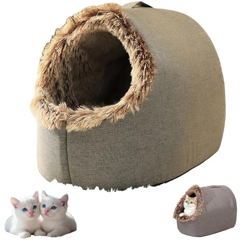 Winter Warm Pet Cave Bed, Pet Cozy Warm Cave Bed, Soft Small Cats Hideout, Plush Dog Shelter, Self-Warming Cave for Indoor Cats 