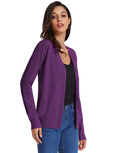 Women's Plus Size Long Sleeve Lightweight Soft Cardigan(3Xl,Purple) #TOP2