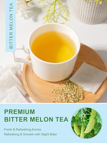 Image of TeeLux Bitter Melon Tea Bags, Pure Momordica Charantia Tea, 100 Count | Natural Herbal Tea with Mild & Smooth Taste, Caffeine Free, Enjoy Hot or Iced
