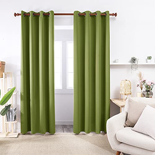 Image of Deconovo Blackout Curtains Foil Print Floral Thermal Insulated Drapes, Room Darkening Grommet Blackout Window Treatments for Living Room, Light Beige, 42 * 84 Inch, 2 Panels