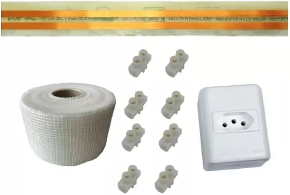 Kit Fita Elétrica 2 Pistas - 1 Metro Eletrofita 10a + Tomada