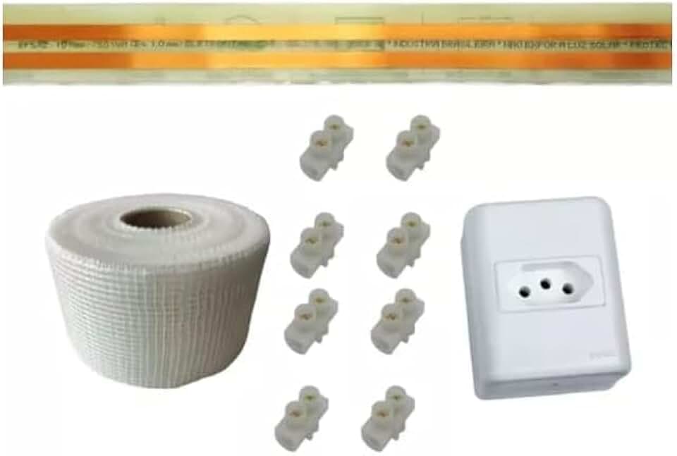 Kit Fita Elétrica 2 Pistas - 1 Metro Eletrofita 10a + Tomada