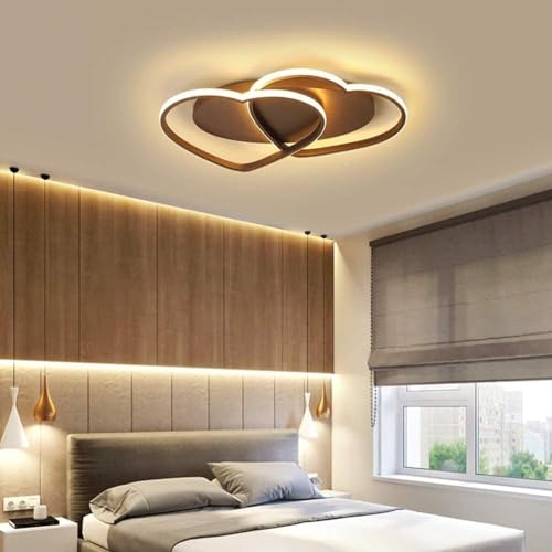 Plafonnier LED double cœur YangRy en aluminium marron à intensité variable