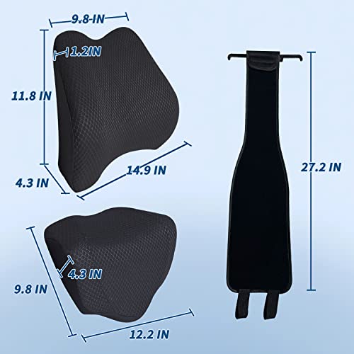 Chiyi Adjustable Car Lumbar Support Pillow (Black, Waist+Neck Pillow Set)-Backrest Cushion-Driving Support-Car Back Support #TOP6