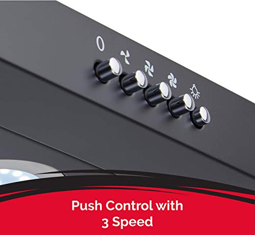 Image of Hafele Nebel Nero 60, 750 m3 /hr Wall Mounted Chimney (Aluminium Mesh Filter, Push Control, 2 Bright LED Lights), Black