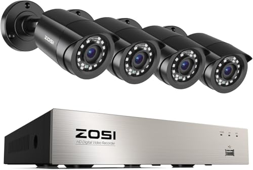 ZOSI 8CH 3K Lite AI DVR & 4-Pack 1080P HD-TVI