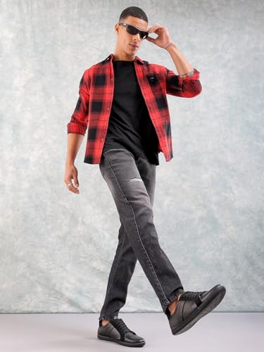 Image of The Indian Garage Co Men Mid Rise Slim Fit Solid Mid-Rise Stretchable Jeans