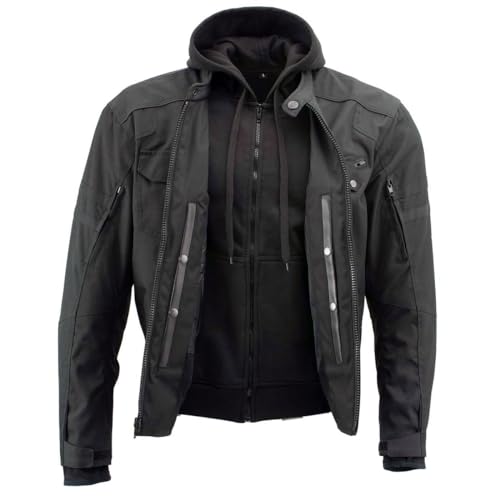 Milwaukee Leather Men's Flight 1300D Nylon Motorcycle Jacket with CE Armor and Removable Hoodie - MPM17017 - X-Large by Milwaukee Leather - Image 3