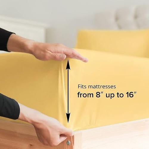 Queen Size Sheet Set - 6 Piece Set - Hotel Luxury Bed Sheets - Extra Soft - Deep Pockets - Easy Fit - Breathable & Cooling Sheets - Wrinkle Free - Comfy - Yellow Sheets - Queens Sheets - 6 Pc #TOP2