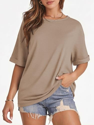 Image of ATHMILE Womens Oversized T Shirts Summer Tops Spring Casual Loose Fit Workout Short Sleeve 2026 Beach Vacation