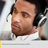 Jabra Evolve 80 UC Stereo zestaw słuchawkowy, przewodowy i wokółuszny, z technologią zintegrowanej komunikacji (UC) i aktywną redukcją szumów - złącza USB i jack 3,5 mm - czarny