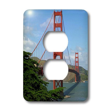 Cubierta de salida de 2 enchufes con diseño del Golden Gate San Francisco 3dRose 3