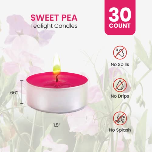 Sweet Pea Candle Scented Candles Tea Lights Candles - Sweet Pea Candle - 30 Pack - Sweet Pea Candle Tea Lights With 3-4 Hour Burn Time Tea Candles - Tealight Candles For Holiday, Wedding And Home #TOP2