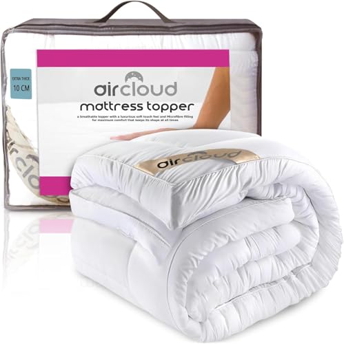 GC GAVENO CAVAILIA 4FT Small Double Mattress Topper 10cm Thick | Hotel Quality Mattress Pad | Comfortable & Breathable Mattress Topper 4 Inch Thick with Elastic Corner Straps | 120 x 190 Cm