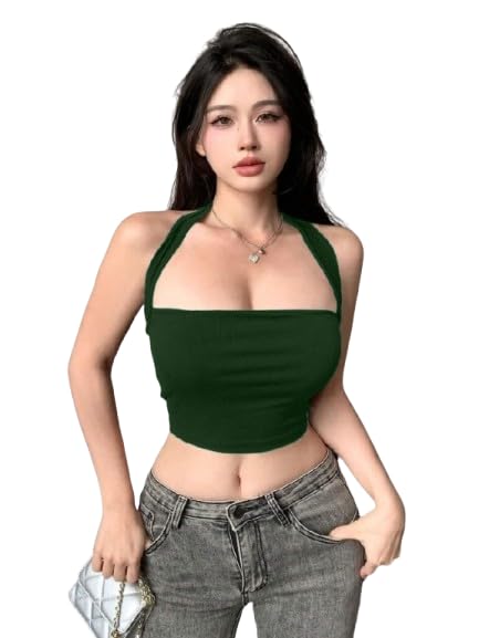 tivante Solid Halter Neck Sleeveless Stylish Crop Tube Top for Women-picture-26
