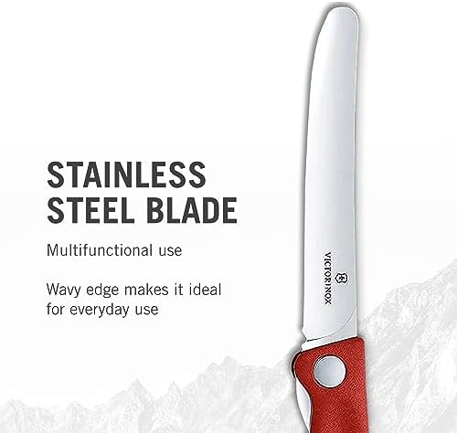 Victorinox Swiss Classic faltbares Gemüsemesser mit geradem Schliff, rot