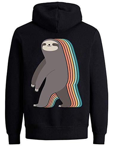 Sweat à capuche unisexe avec motif vectoriel de paresseux coloré et minimaliste