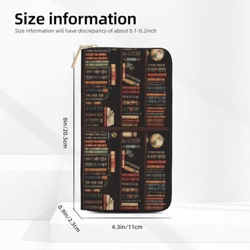 Wallet Women - Vintage Bookshelf Print Leather Wallet Large Capacity Bifold Long Ladies Wallets With Zipper2