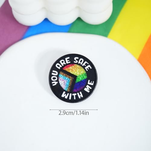 Image of LGBTQ+ Pride Pins - Rainbow Heart Flag Lapel Brooch Pin Badge Progress Pride Bisexual Transgender Nonbinary Lesbian Pansexual LGBTQ Accessories for Jackets Backpacks Hats