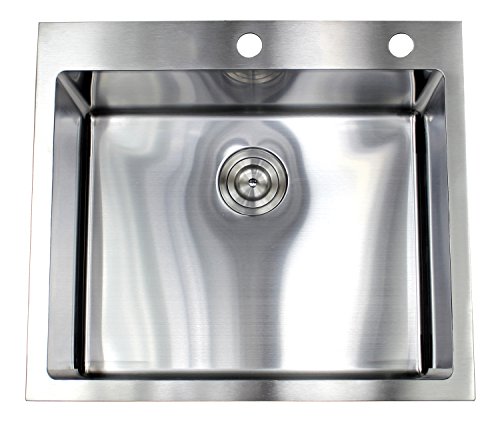 Super Sale 🛒 25 Inch Topmount/Drop In Stainless Steel Single Bowl Kitchen Sink 15mm Radius Design 16 Gauge