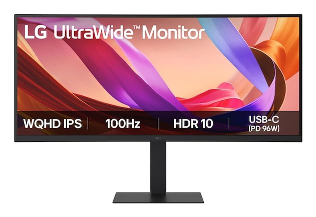 LG UltraWide™ 34U650A-B Ultra Wide 34 inch PC Screen - IPS Panel QHD (3440 x 1440), 5ms GtG 100Hz, HDR 10, DCI-P3 99% (CIE1931), PBP, PIP, HDMI, Display Port 1.4