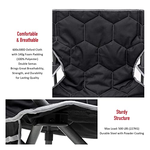 Sunnyfeel Xl Oversized Camping Chair, Folding Camp Chairs For Adults Heavy Duty Big Tall 500 Lbs, Padded Portable Quad Arm Lawn Chair With Pocket For Outdoor/Picnic/Beach/Sports #TOP5