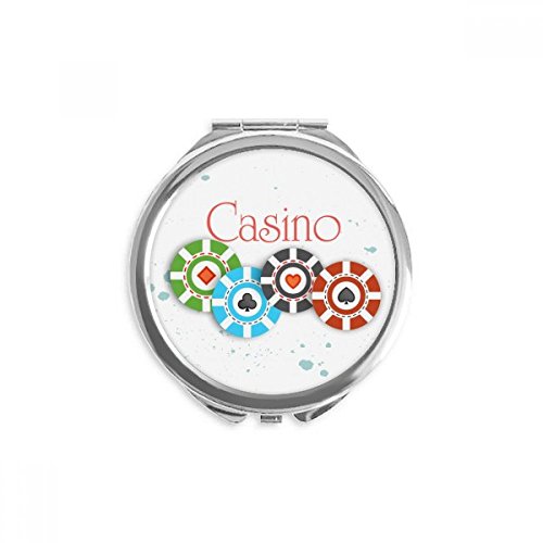 Miroir de poche casino chips portable pour retouches maquillage en soirée