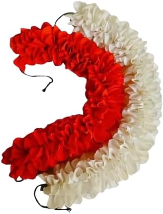 White & Orange Flower Hair Veni for Women & Girls | Bharatanatyam, Kuchipudi Dance & Wedding.