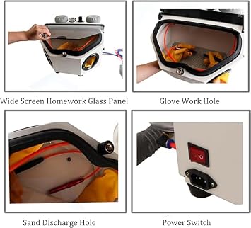 Double-Pen Sand Blasting Cabinet with Dust Collector, Large Viewing Window & LED Light for Efficient Cleaning and Surface Preparation