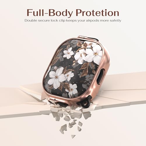 Image of Maxjoy for AirPods 3 Case with Lock, Flower AirPod 3 Case Lock Protective Hard AirPod 3rd Generation Cover for Women Men with Keychain for AirPods 3rd Generation Cover 2021,White