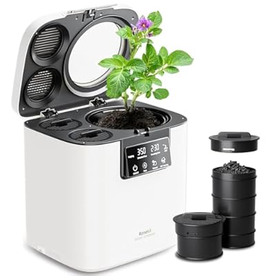 Electric Composter for Kitchen, Smart Compost Bin with Viewing Window Indoor Outdoor/Odorless/Low Noise/Auto-Cleaning, Compost Machine, Turn Food Waste into Fertilizer for Garden, Gift
