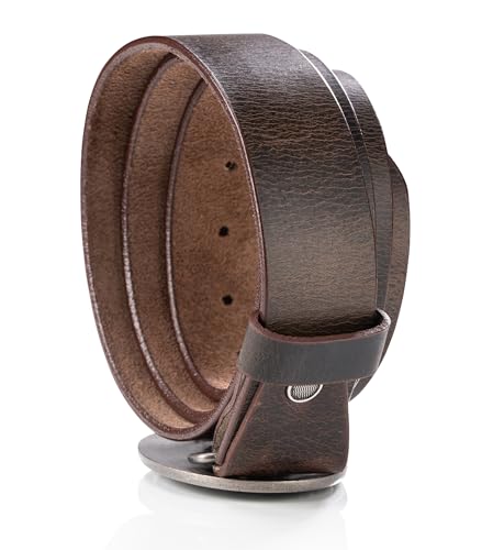 Schöneberger Trachten Couture men traditional leather belt, lederhosen belt with Bavarian buckle, belt for Oktoberfest Lukas (brown, 42-44 inch)
