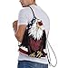 DWVTSLH Waterproof Drawstring Gym Bag for Men American National Flag with Eagle Drawstring Backpack for Women Cinch Sack Sports Sackpack Small
