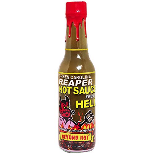Green Carolina Reaper Hot Sauce From Hell - 5 Ounce - Gourmet Carolina Reaper Hot Sauce for Chicken Wings - Perfect for the Fan of Extra Hot Hot Sauces - Dance with the Devil!