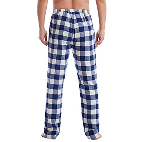 JEsilunmaMY Men's Plaid Sleep Pants Soft Cotton Flannel Pajama Bottoms with Elastic Waist Loose Warm Fleece Lounge Trousers3