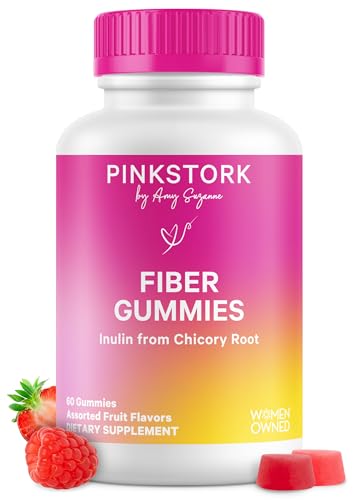 Image of Pink Stork Prenatal Fiber Gummies for Women - 3g Prebiotic Inulin from Chicory Root - Natural Pregnancy & Postpartum Stool Softeners for Constipation & Digestive Health - 60 Vegan Fiber Chews