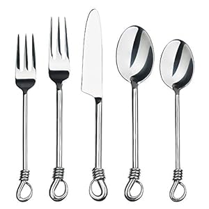 Gourmet Settings 20-piece Silverware Twist Collection Polished Stainless Steel Flatware Sets, Silver