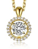 Picture of MomentWish Dancing Diamond Necklace, 0.5 Carat Moissanite Necklace for Women Gold Plated 925 Sterling Silver Pendant Anniversary Birthday Christmas Gift for Wife Mom Girlfriend-Classic