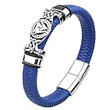 Herrenarmband-Gestaltungsidee: Dieses herren-lederarmband ist mit kreuzelementen, keltischen knotenelementen, wikinger-runen-elementen und kompass-elementen gestaltet, um dem armband einen klassischen look zu verleihen. Das geflochtene lederarmband ist ein stilvoller lederschmuck, der perfekt mit hemden, t-shirts oder anzügen für einen auffälligen look kombiniert werden kann.