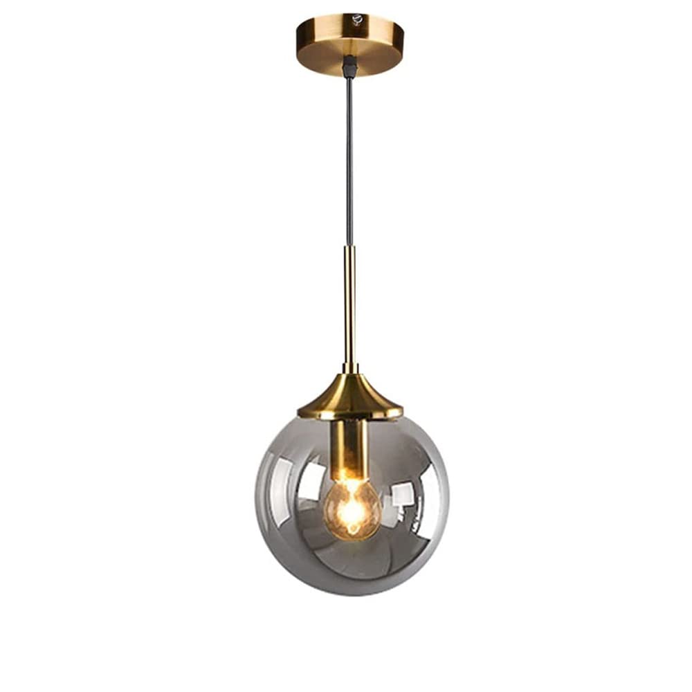 SANBDDLYY Modern Clear Glass Pendant Lights Globe Decor Hanging Lamp Lighting Fixtures for Kitchen Island Ceiling Lamp Chandelier 7.1 Inch Diameter (Color : Gray)