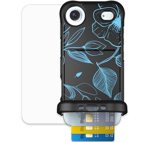 Scooch for iPhone Air Wallet Case Card Holder, Wingmate, Blue Hibiscus