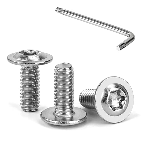Tunejoy 20 Pezzi Viti a Testa Bombata Torx con Flangia M4 x 10 mm Vite a Testa Esagonale Bulloni in Acciaio Inox A2 V2A Viti a Brugola con Chiavi a T20 Filettatura Completa
