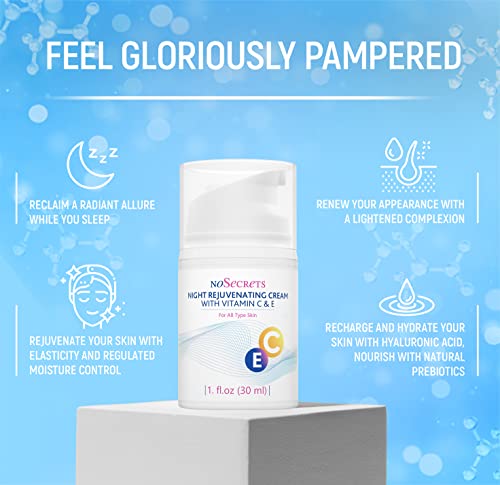 Nosecrets Face Cream - Night Moisturizer For Face Smooths And Hydrates With Vitamin C, Vitamin E And Hyaluronic Acid | Beautifying Night Cream For All Skin Types | 1 Fl Oz #TOP2