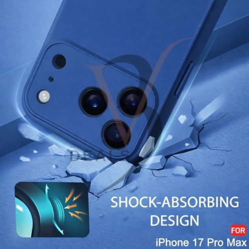 Image of Compatible for iPhone 17 Pro Max Case Cover, 4 Layer Full Protection Silicone Phone Case with Camera & Screen Protection with 360 Soft Micro-Fiber Lining, Shock-Absorbing Design (Blue)