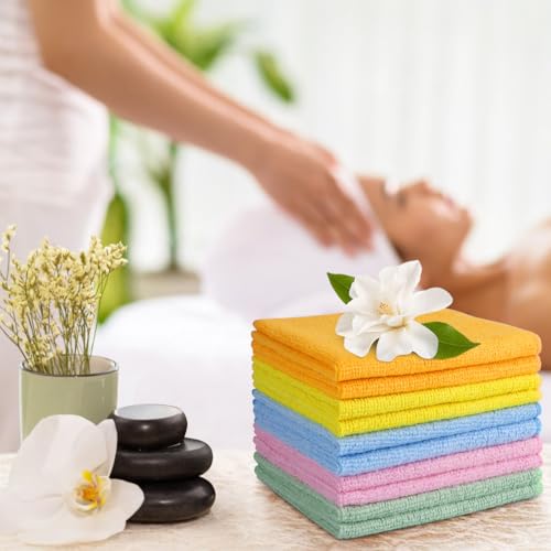 Image of UNIMADE Washcloths Bulk 10 Pack Face Towels (12 inch x 12 inch), Highly Soft Wash Cloths and Hand Towels, Fast Drying Multi-Purpose Microfiber Cleansing Cloths for Bathroom, Hotel, Spa, and Salon-Multicolor