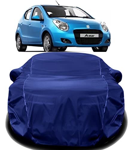 Image of AUCTIMO Maruti Suzuki AStar Car Cover Waterproof /A-Star Car Cover /AStar Car Cover with Triple Stitched Fully Elastic Ultra Surface Body Protection (Navy Look)
