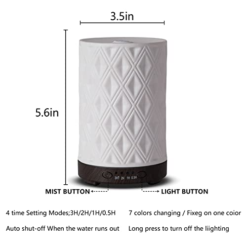 Chanhyer Ceramic Essential Oil Diffuser Cool Mist Humidifier 120Ml Aromatherapy Diffuser With 7 Colors Lights Waterless Auto Off For Home Office Room. #TOP2