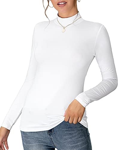 Women's Mock Turtleneck Long Sleeve Sleeveless Pullover Tops Slim Fit Basic T-Shirts