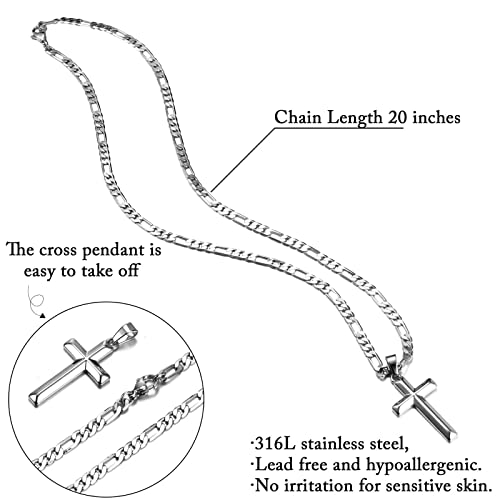 Cross Necklace For Son Gifts, Silver Cross Necklace Jewelry Son Gifts Necklaces Fathers Day Birthday Graduation Gifts For Him Men Son Christmas Gifts For Son Baptism Gifts For Boys Son #TOP4